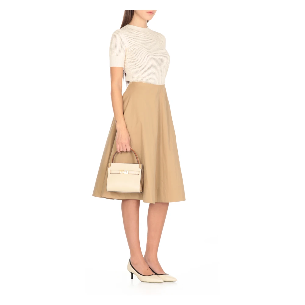 TORY BURCH Ivoor Leren Dames Tas met Handvat Beige Dames