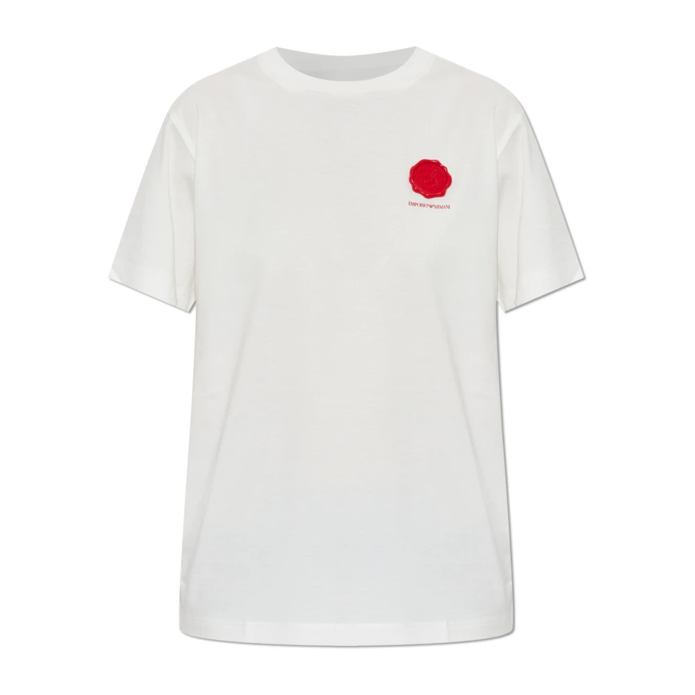 Emporio Armani Camiseta Con Aplique Tops Mujer Blanco Xs
