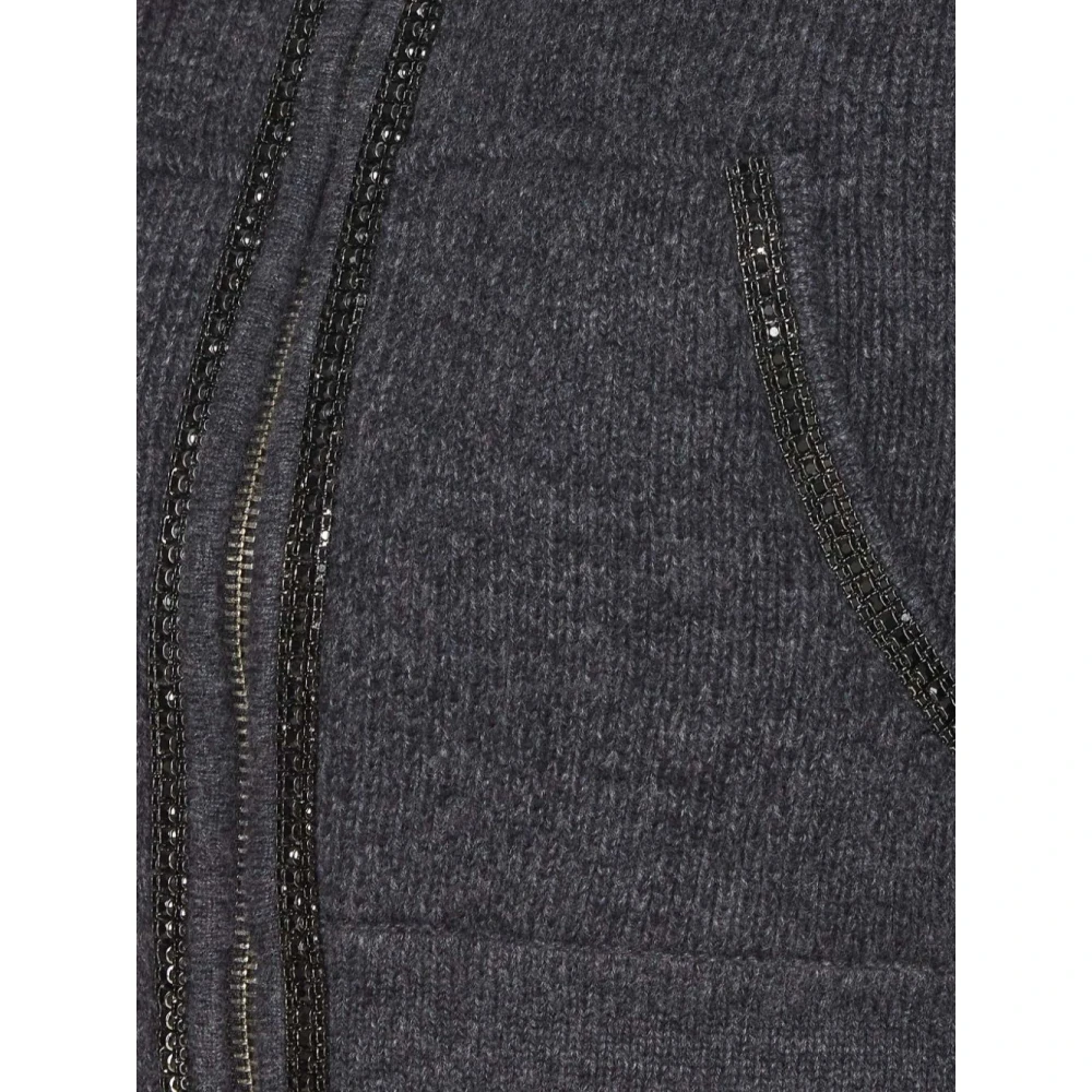 Self Portrait Grijze hoodie met ritssluiting Gray Dames