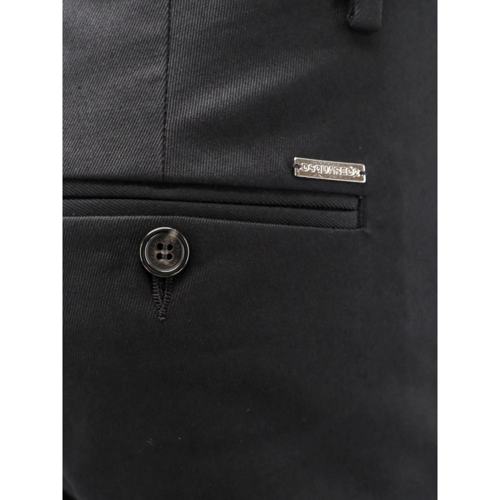 Dsquared2 Stijlvolle Fit Broek met Metalen Logo Black Heren