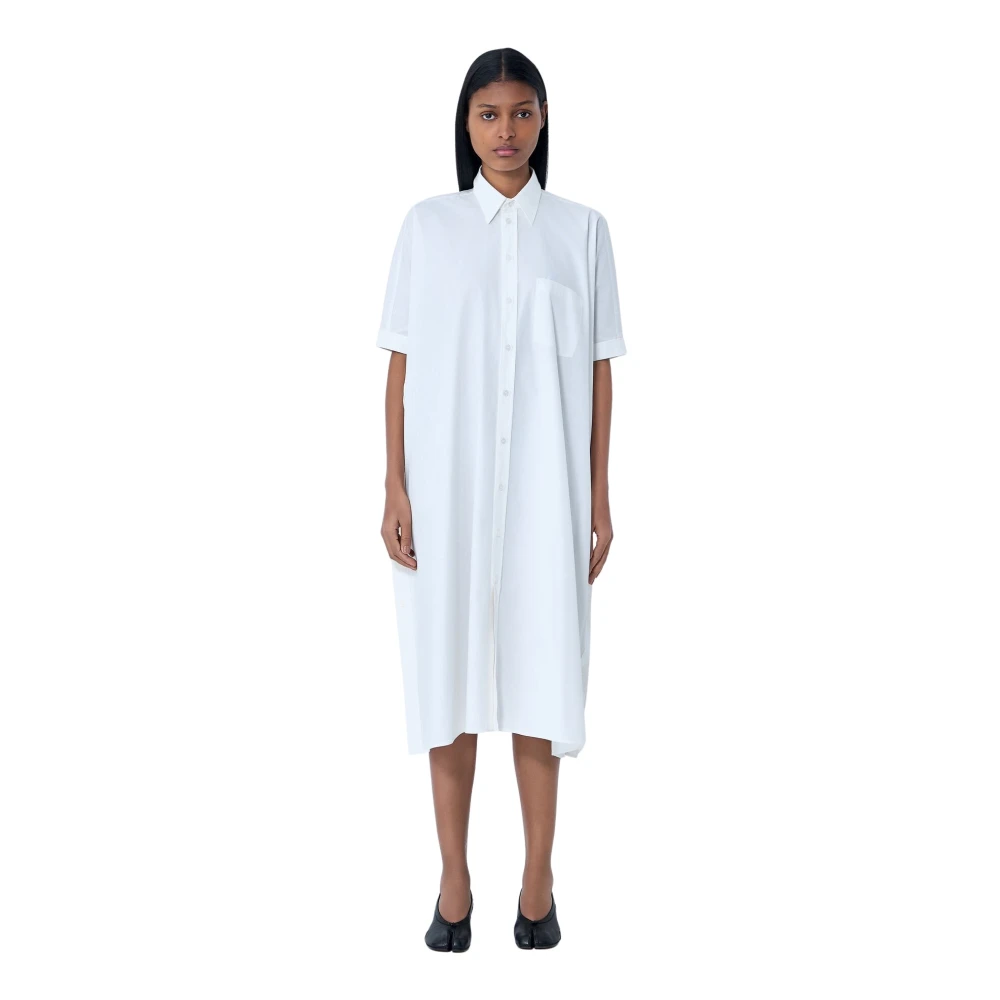 Mm6 Maison Margiela Women's White Shirt Dresses, 2XS, Button-Down Midi Dress