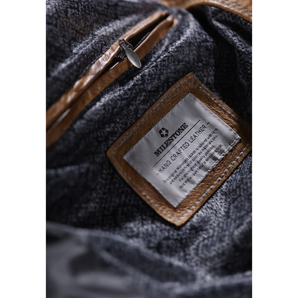 Milestone Heren Leren Field Jacket Brown Heren