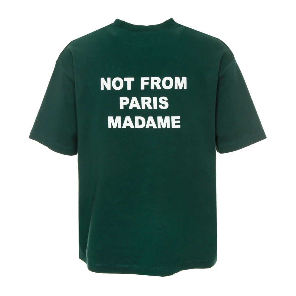 Drole de Monsieur Slogan T-shirt met geribbelde halslijn Green Heren