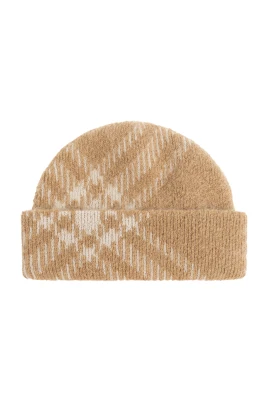 Check Mohair Wool Blend Beanie