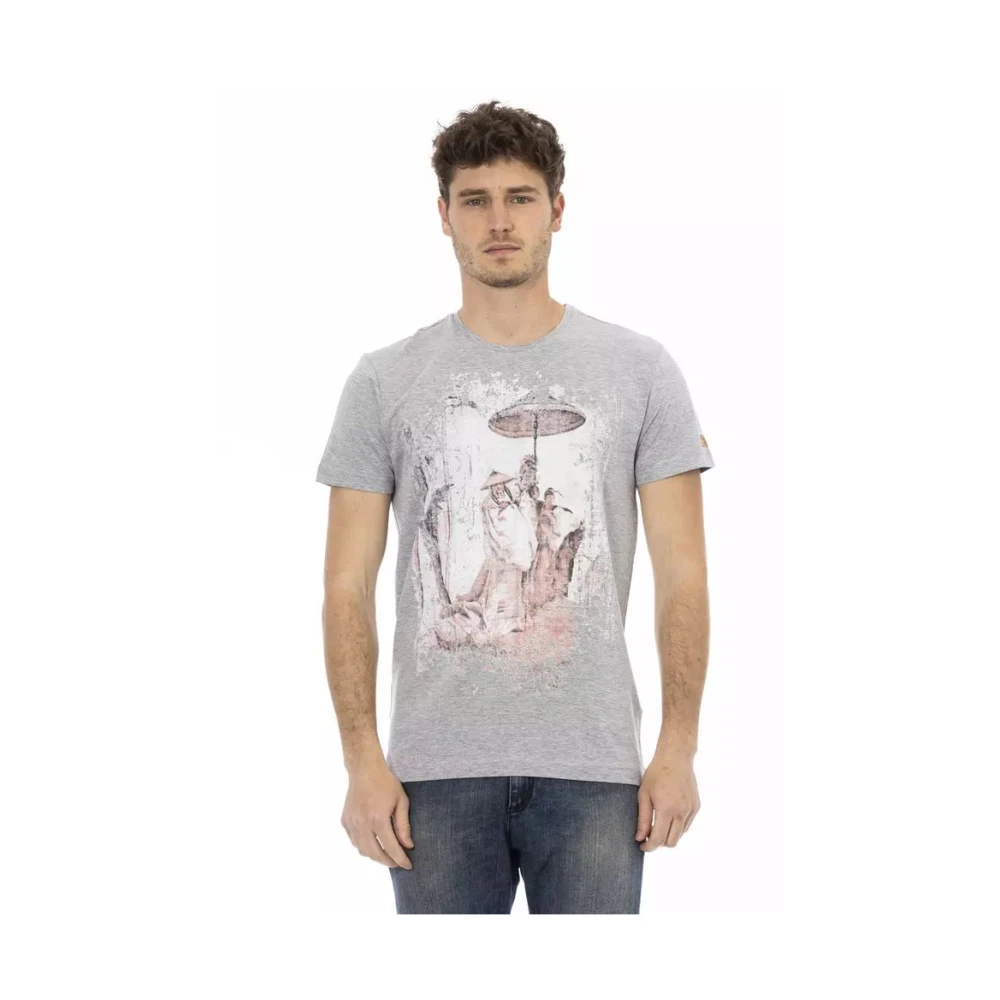 Trussardi Camiseta Artística Gris De Mezcla De Algodón Tops Hombre Gris L Camiseta Artística Gris De Mezcla De Algodón