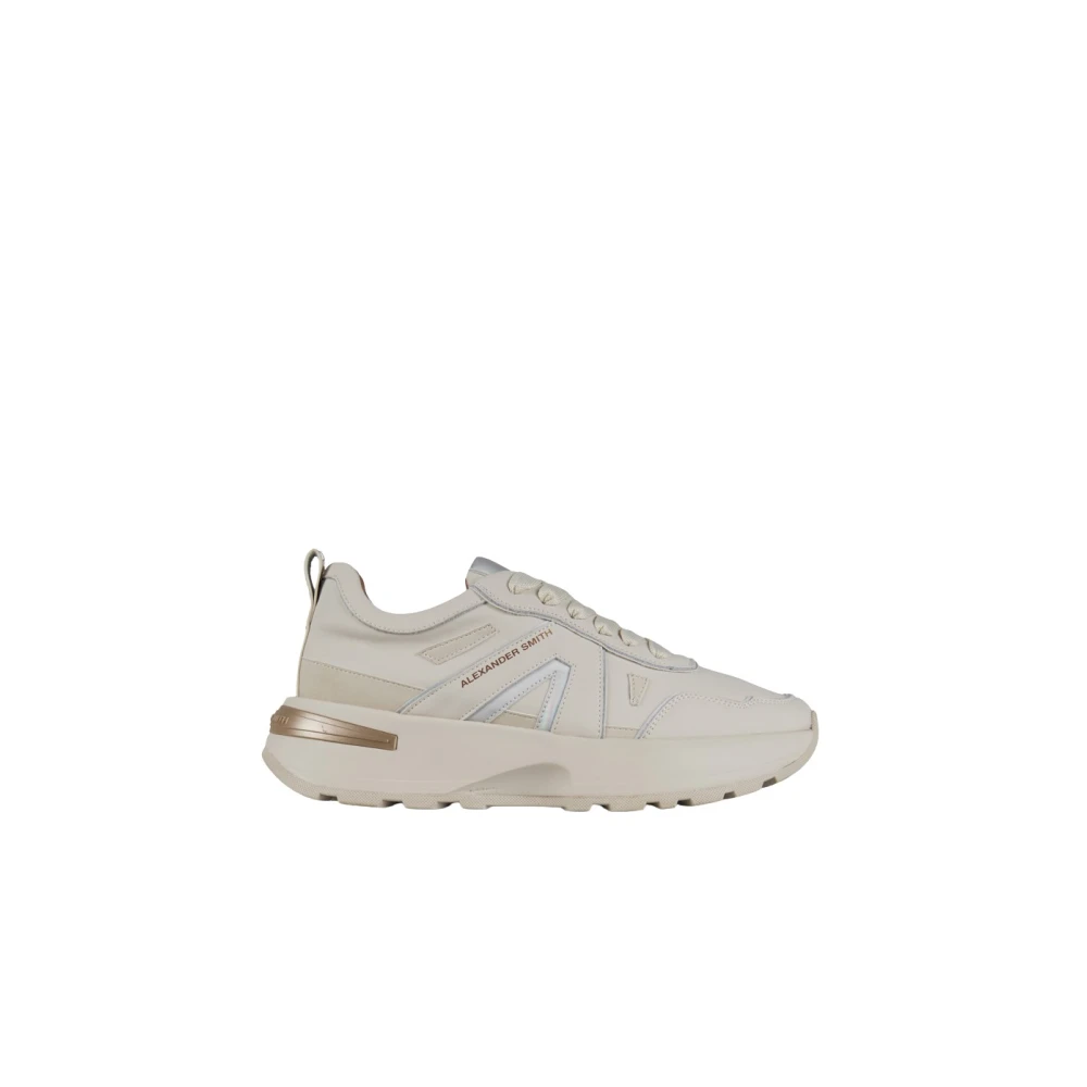 Alexander Smith Liverpool Dames Sneakers van leer in ivoor en mat spiegelend Dames Schoenen Beige