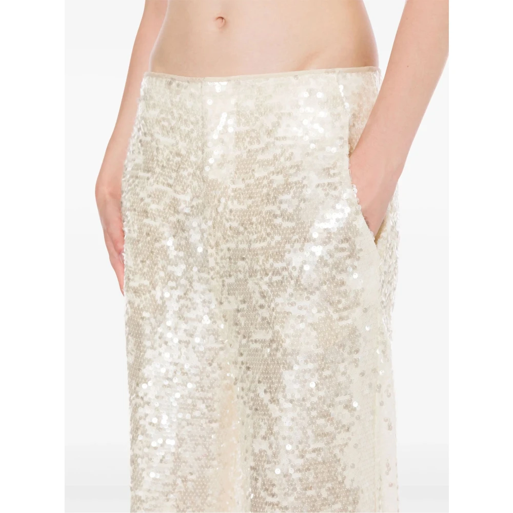 Philosophy di Lorenzo Serafini Pailletversierde Beige Wijde Pijp Broek Beige Dames