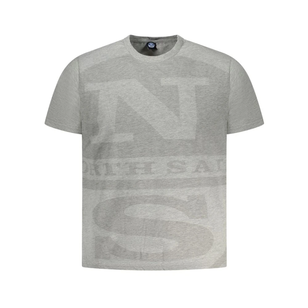 North Sails Men's Gray T-Shirts, L, Cotton T-Shirt With Print