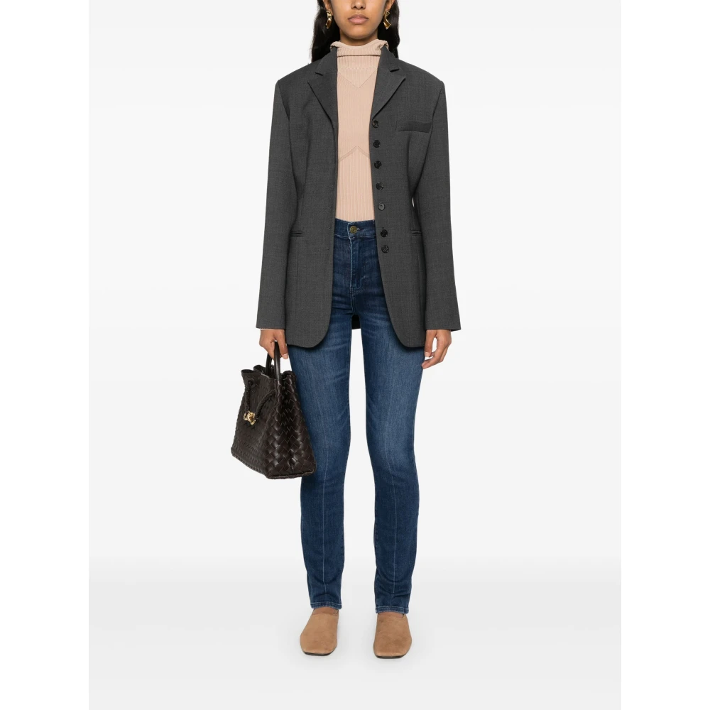 Frame Hoge Rechte Lange Jeans Blue Dames