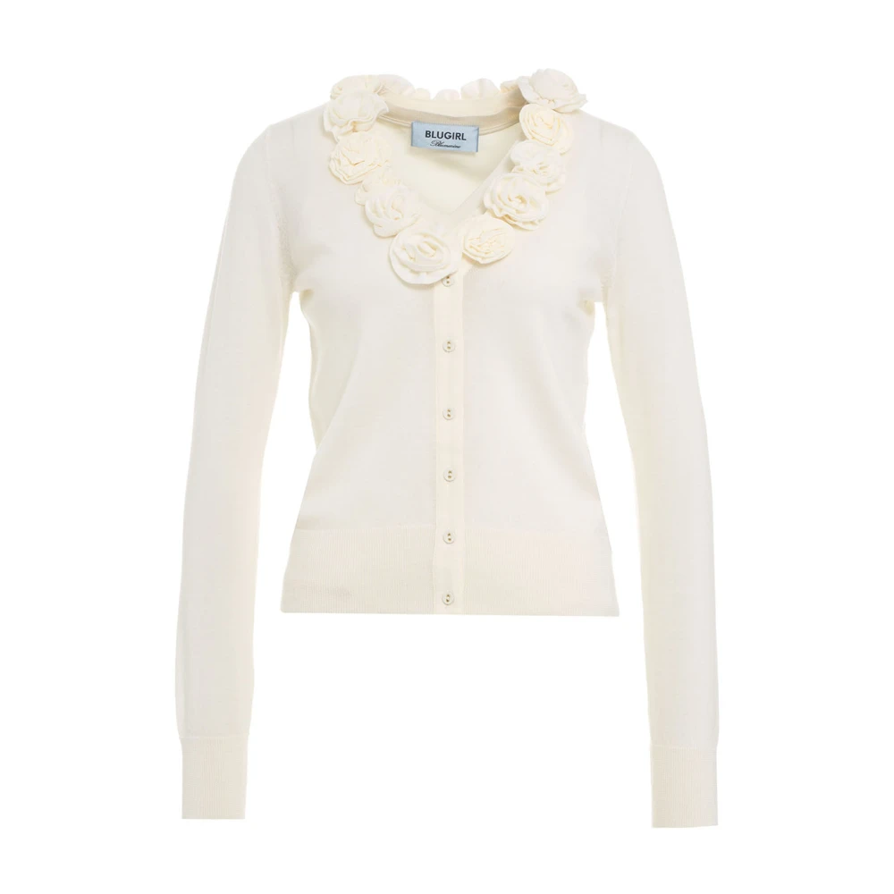 Blugirl Witte Gebreide Vest met Rozenapplicaties White Dames