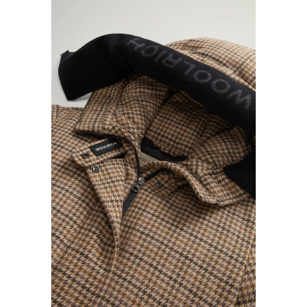 Woolrich Groene Pied De Poule Parka Jas Brown Dames