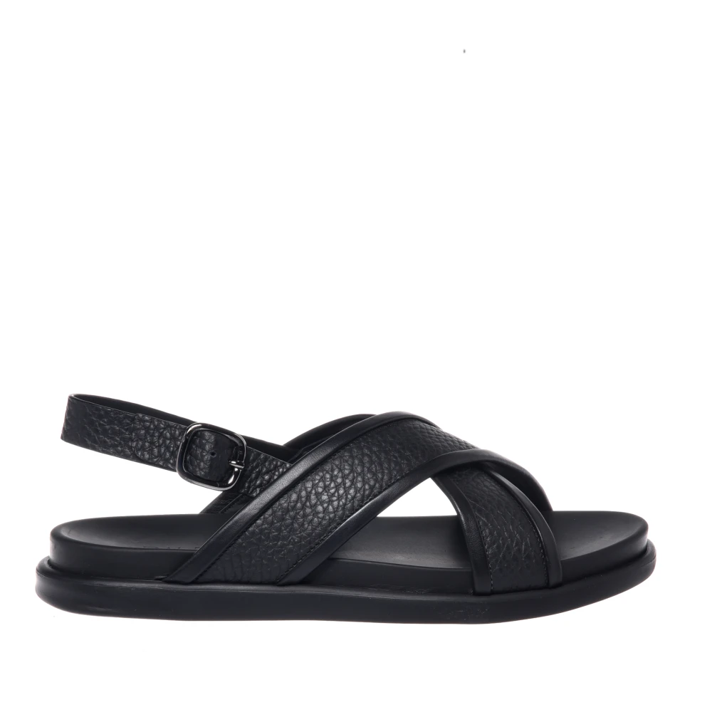 Baldinini Mannelijk Zwart Schoenen Heren, 44 Eu, Leer, Tumbled Leather Sandal