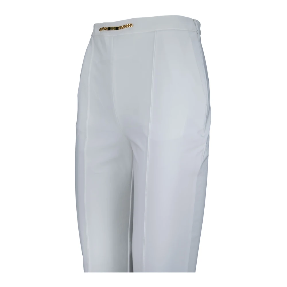 Elisabetta Franchi Gouden Metalen Detail Rits Haak Broek White Dames
