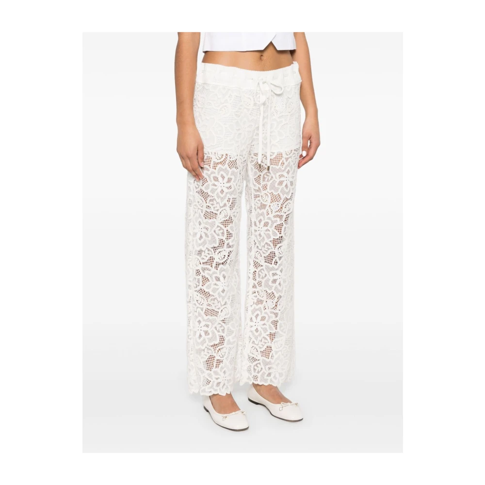 Ermanno Scervino Witte Geribbelde Broek met Trekkoord Tailleband White Dames