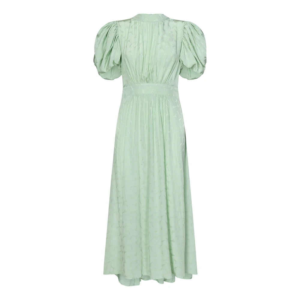 Rotate Birger Christensen Grön Blommig Jacquard Midi Klänning Green, Dam