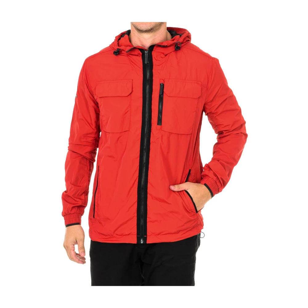 Superdry Men's Red Waterproof Jacket With Hood - Rain Jackets - Xl - Jackets