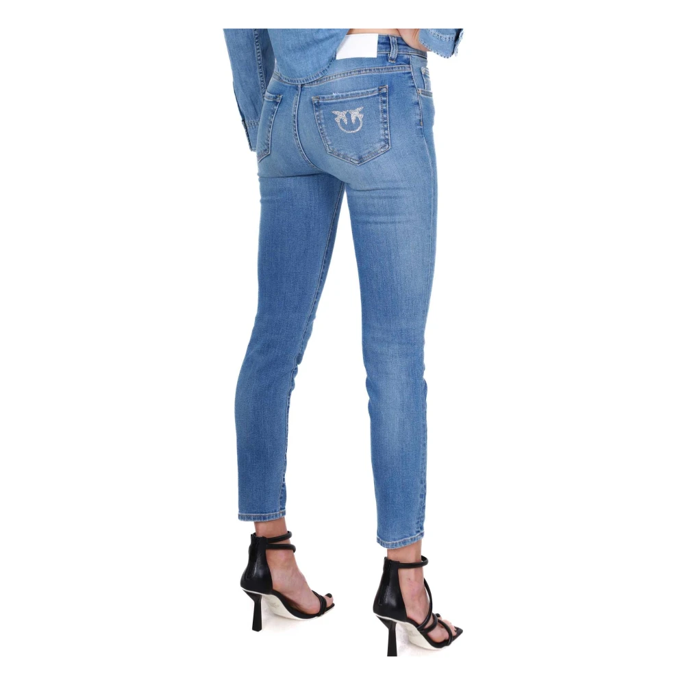 pinko Hoge Taille Skinny Denim Jeans Blauw Blue Dames