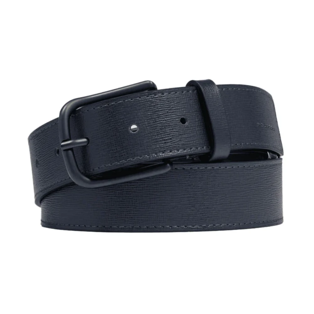 Piquadro Men's Blue Belts, One Size, Leather Belt With Prong Buckle