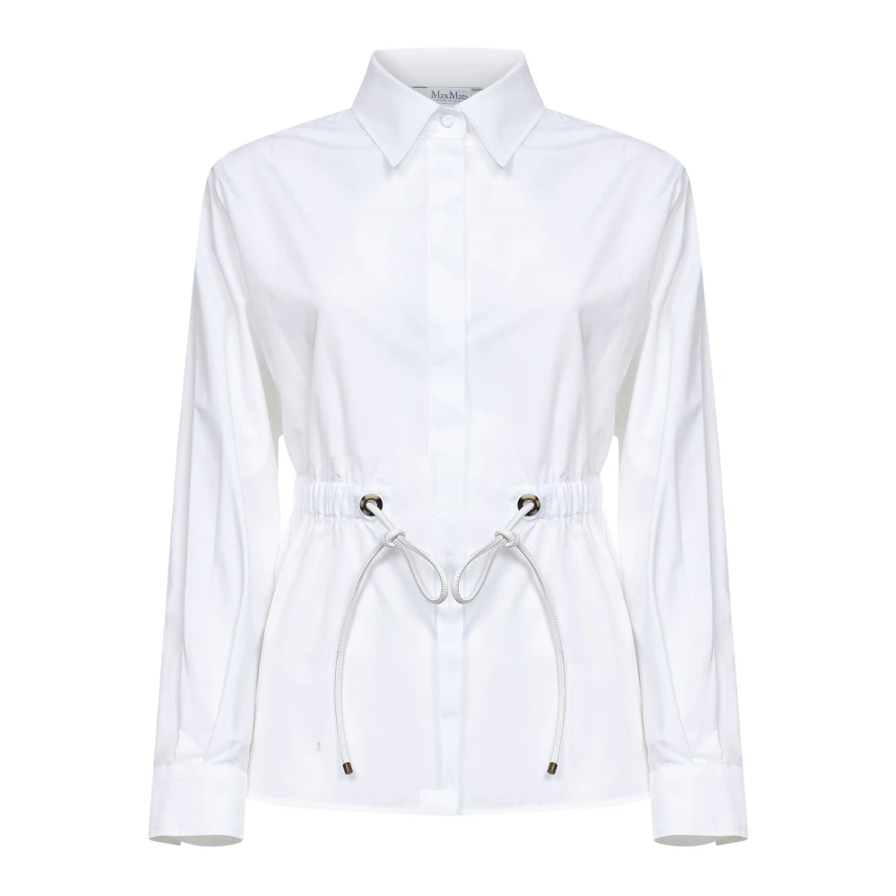 Max Mara Women's White Tazzina Drawstring Shirt - Shirts - L - Blouses & Shirts