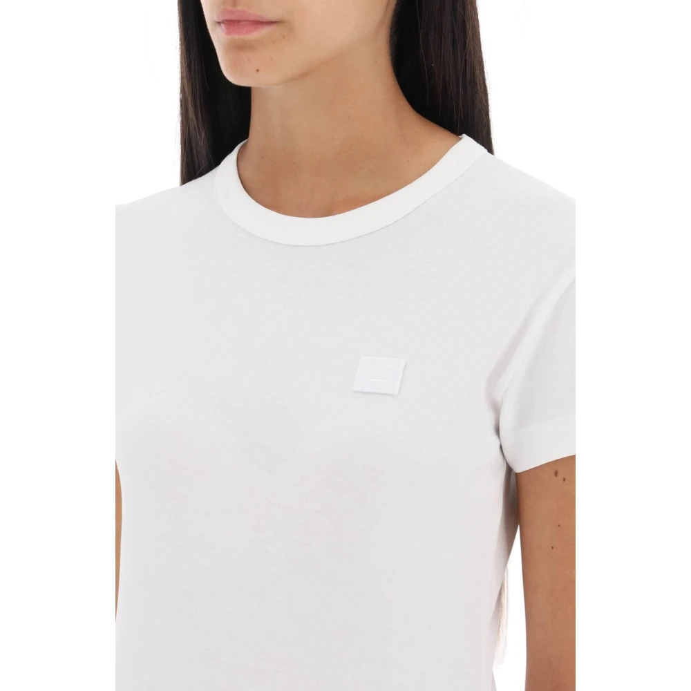 Acne Studios T-Shirt met Logo Patch White Dames