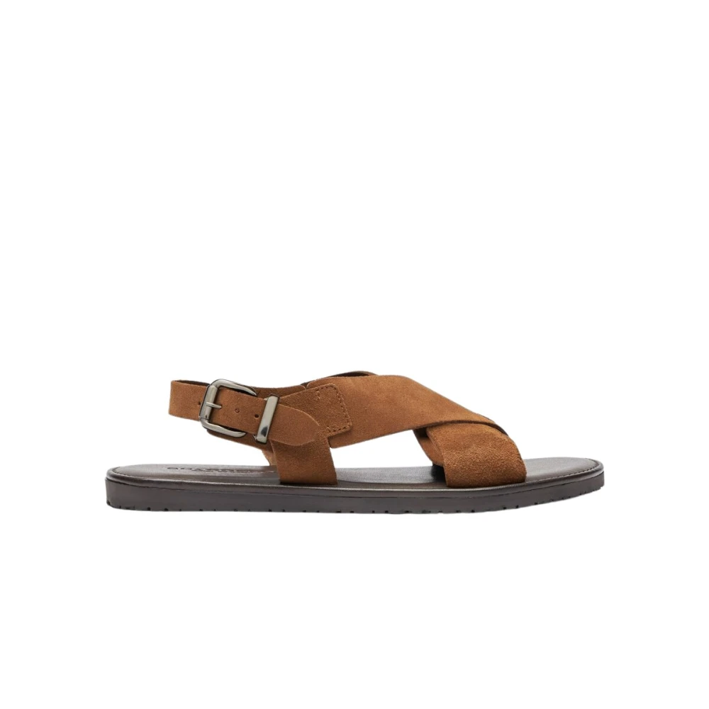 Scarosso Men's Brown Massimo Sandals - Flat Sandals - 8 Uk - Shoes