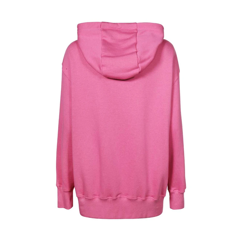 Versace Katoenen Hoodie met Rhinestones Logo Pink Dames