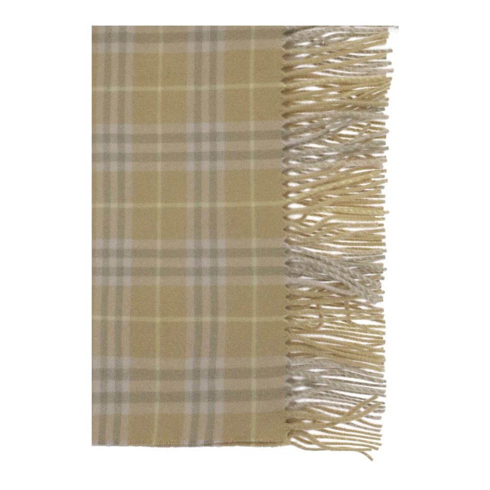 Burberry Check Cashmere Sjaal met Franjes Beige Dames