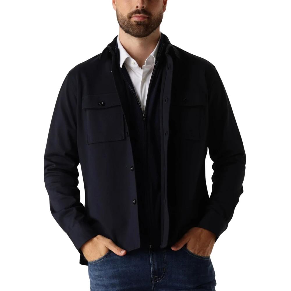 Genti Modern Donkerblauw Overshirt Blue Heren