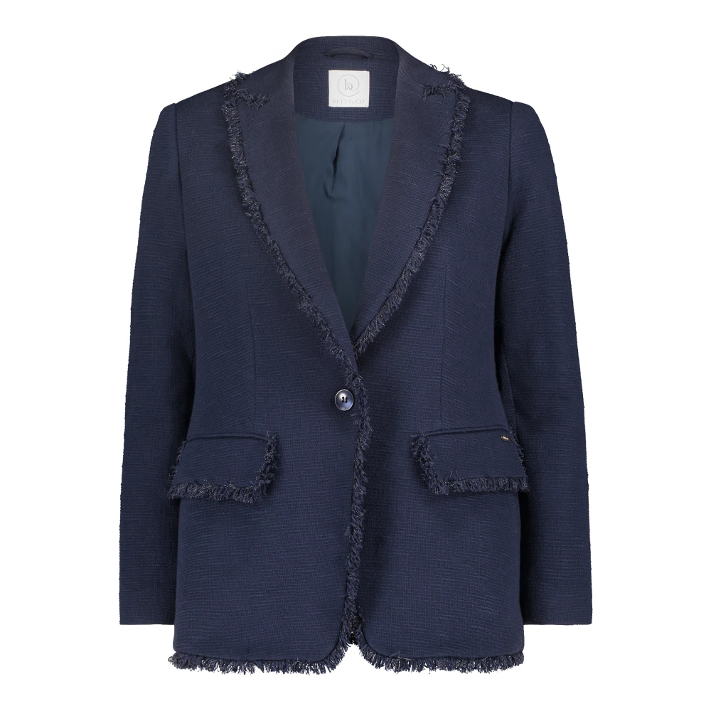 Betty & Co Fringe Business Blazer Blue Dames