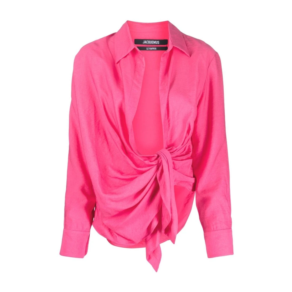 Jacquemus Pink Shirts, Female, Xs, La Chemise Bahia Draped Shirt