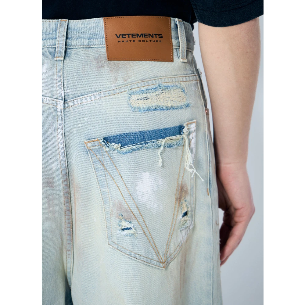 Vetements Versleten Baggy Jeans Blue Heren