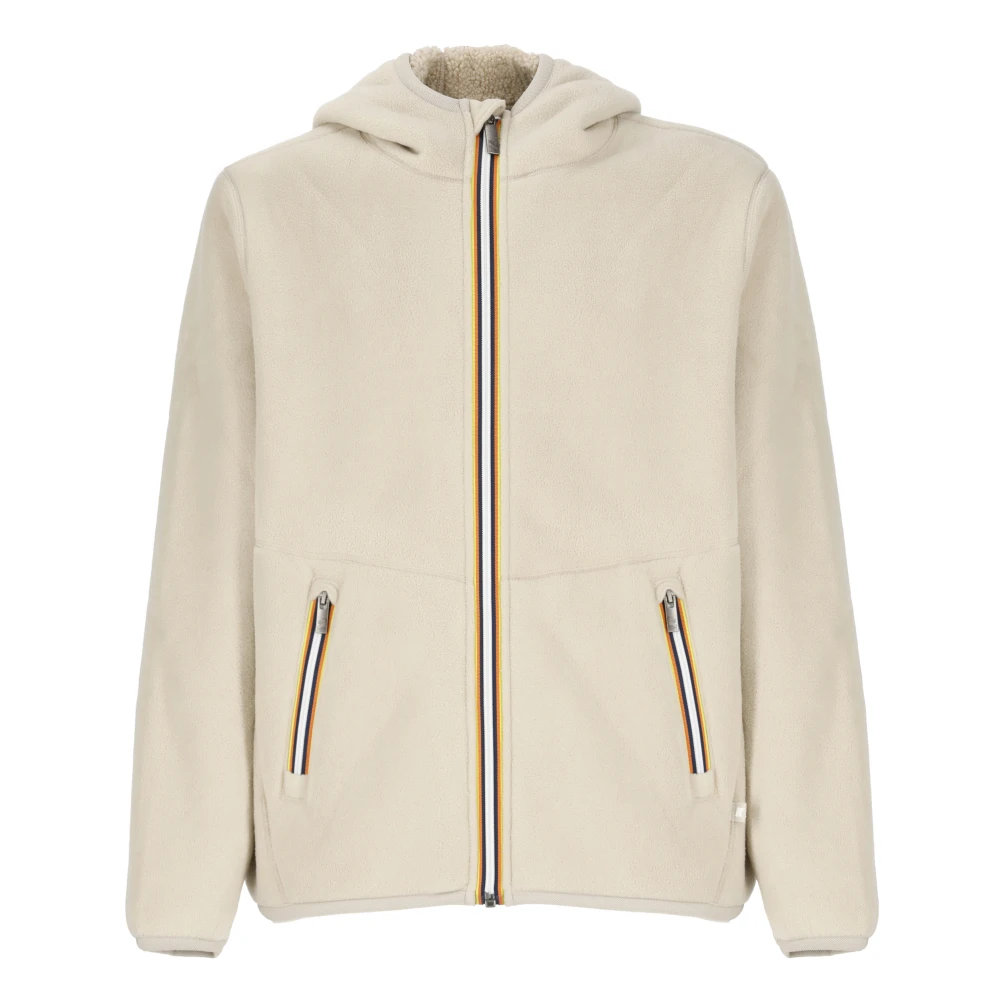 K-way Beige Omkeerbare Hoodie Jas met Zakken Beige Heren