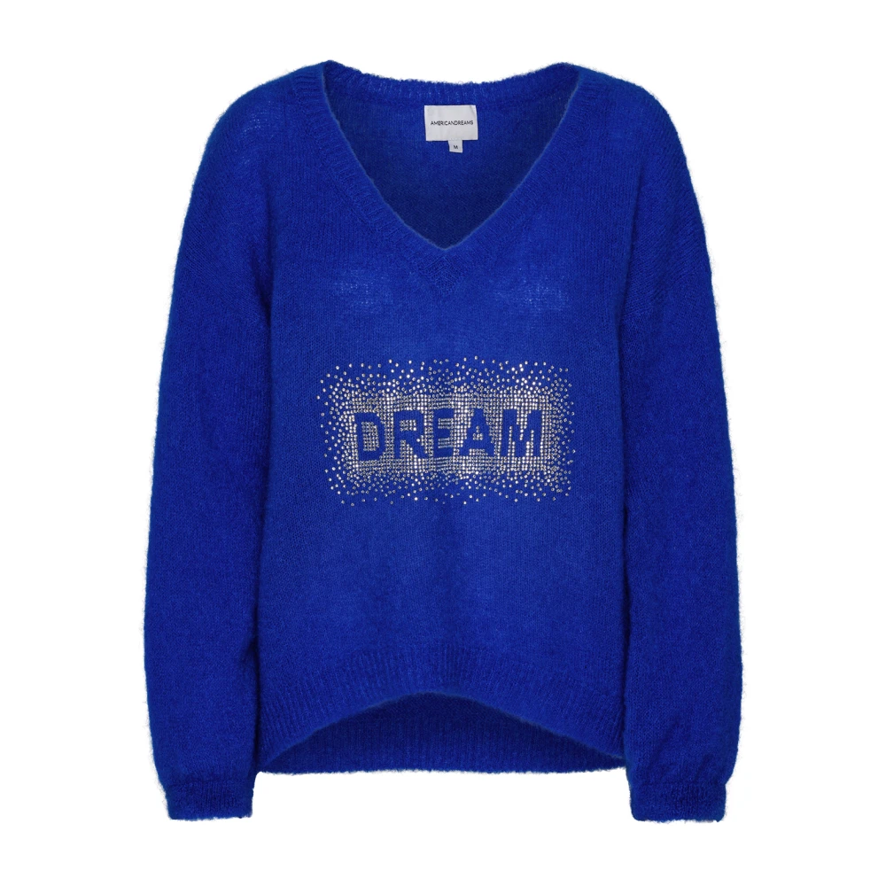 American Dreams Kristal Droom V-Hals Pullover Blauw Blue Dames