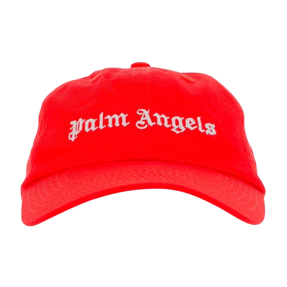 Palm Angels Geborduurd Logo Canvas Cap Red Heren