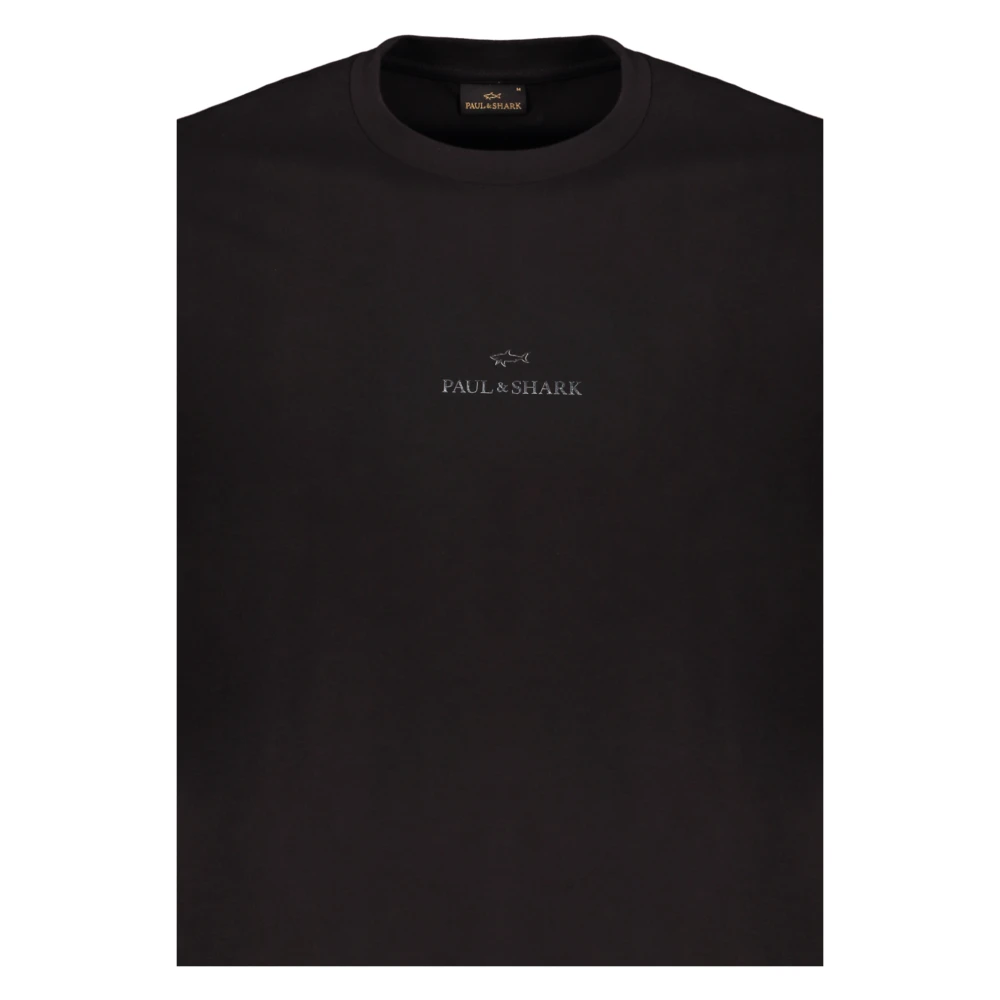 PAUL & SHARK Logo Detail Katoenen T-shirt Black Heren