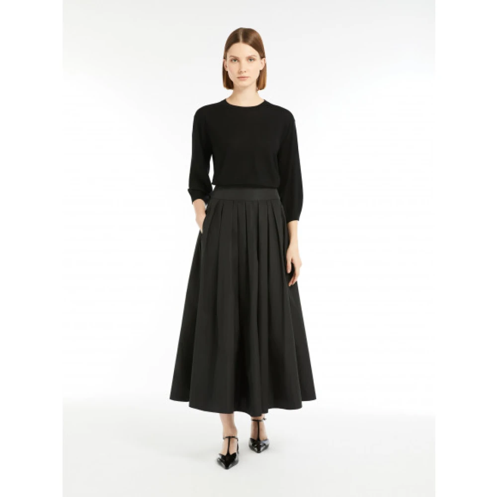 Max Mara Puur Wol Crew-Neck Sweater Black Dames