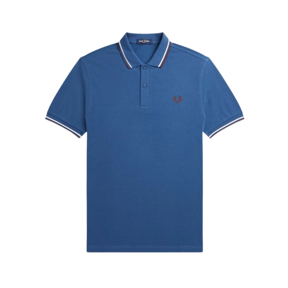 Fred Perry Slim Fit Twin Tipped Polo Midnight Blue Snow White Oxblood Blue Heren