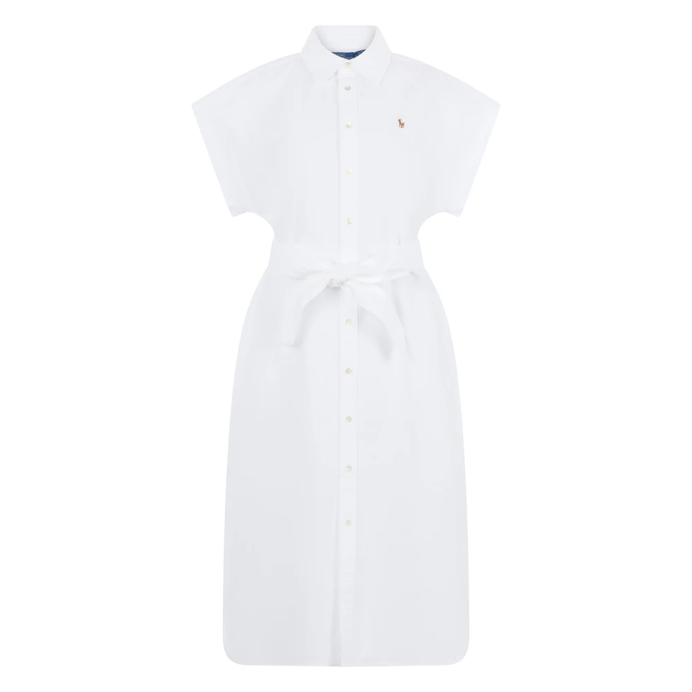 Polo Ralph Lauren Women's White Shirt Dresses, M, Belted Cotton Oxford Shirtdress