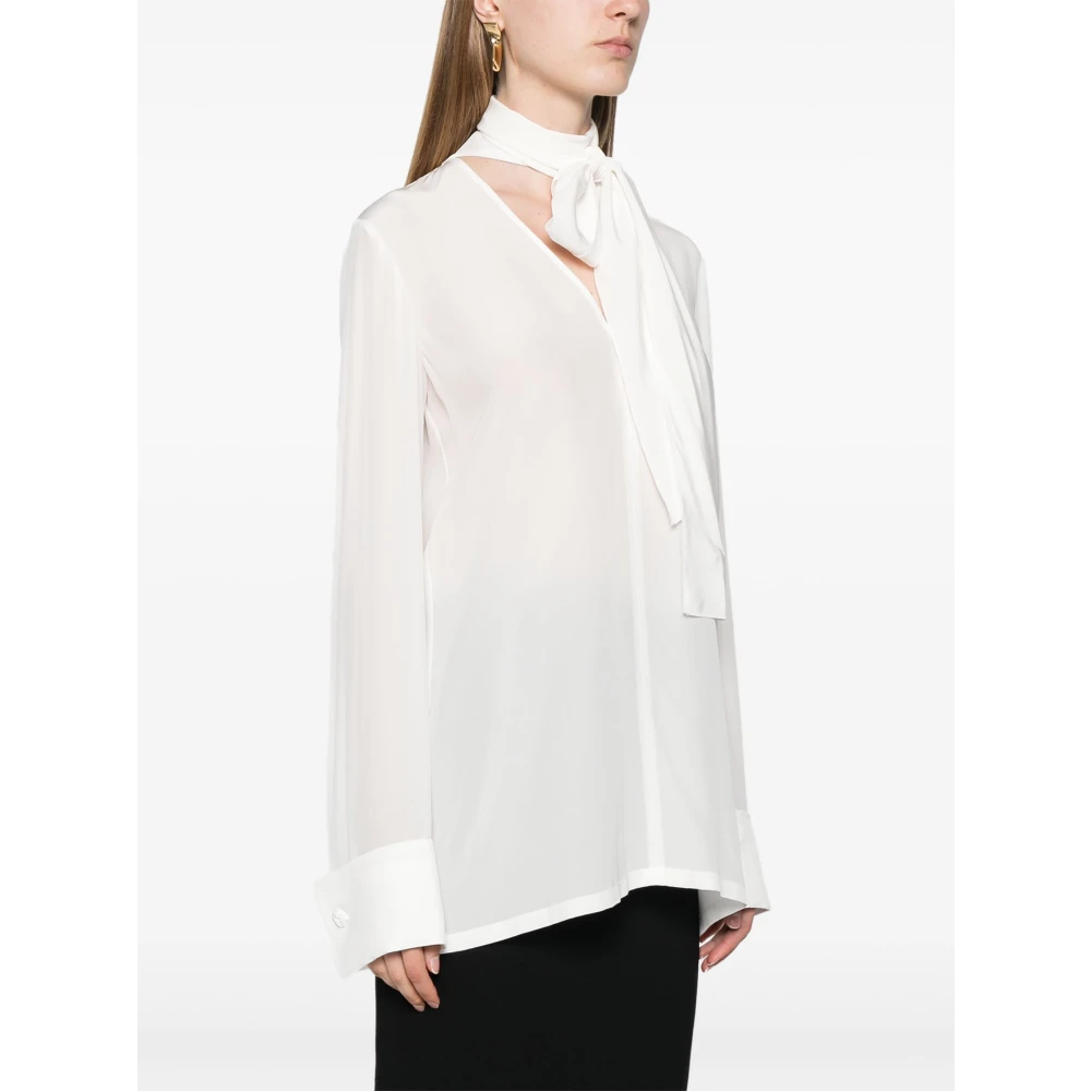 SPORTMAX Witte jas met V-hals en sjaal White Dames