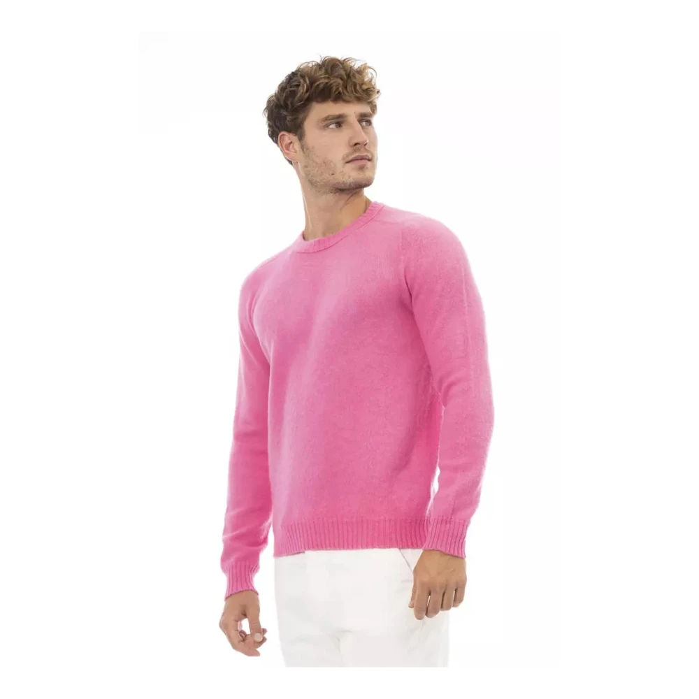 Alpha Studio Stijlvolle Roze Crewneck Sweater Pink Heren