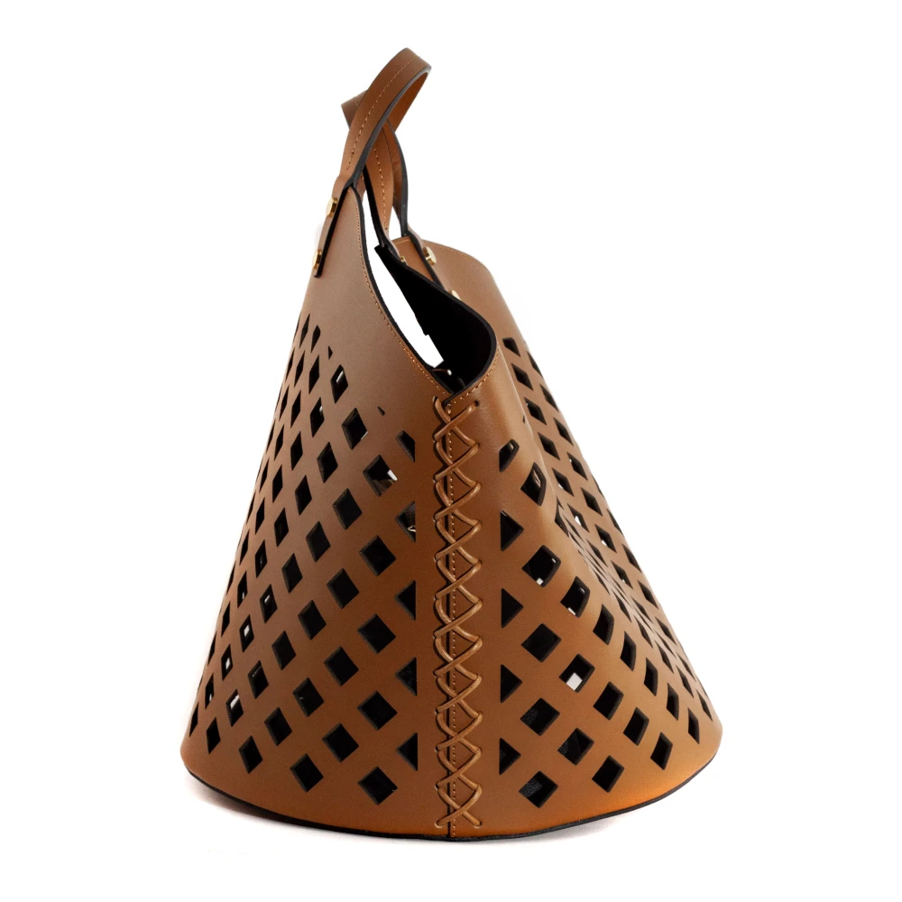 Avenue 67 Bruin leren shopper tas met geperforeerd ontwerp Brown Dames
