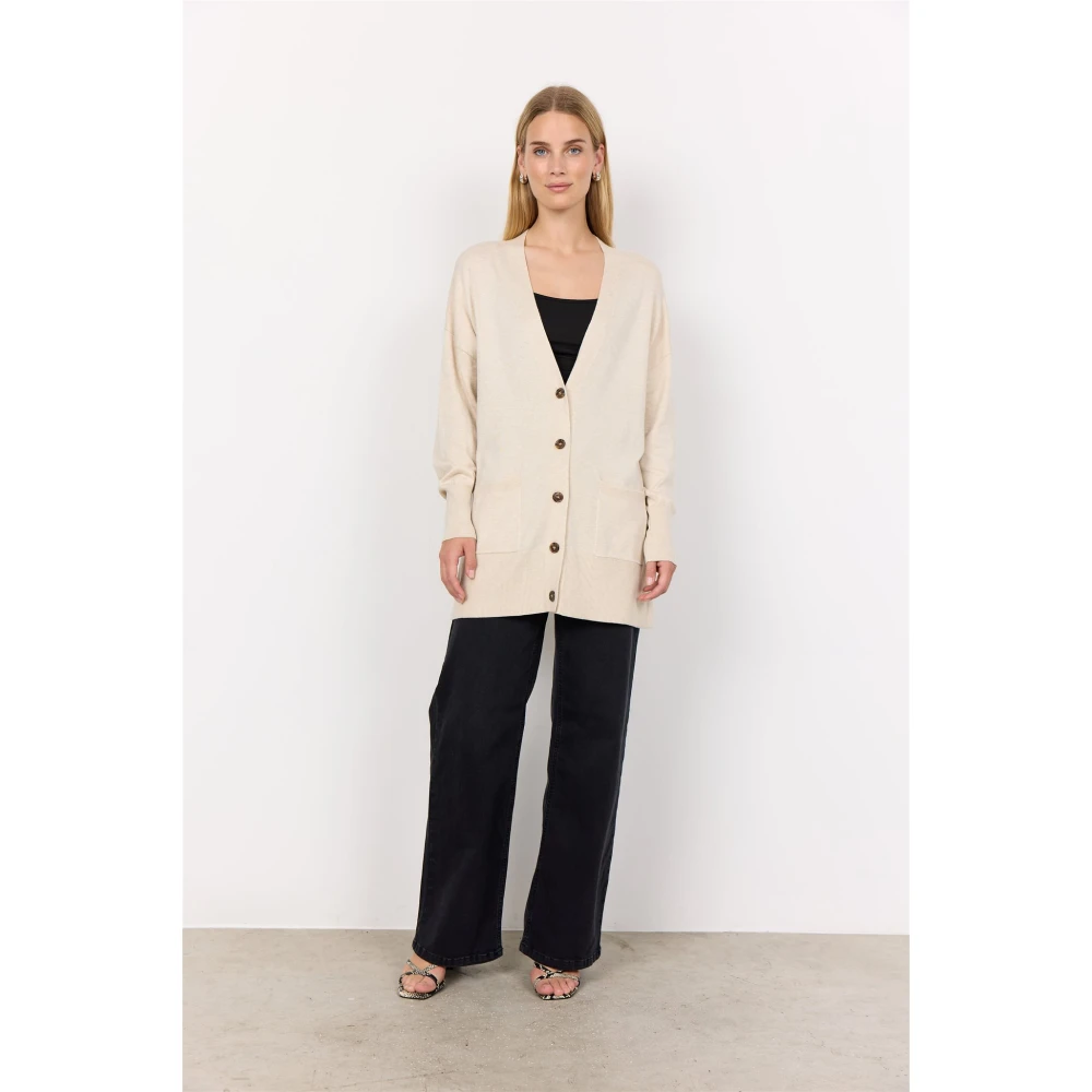 Soyaconcept Beige Lang Vest met Zakken Beige Dames