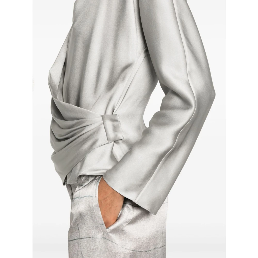 Giorgio Armani Zijden Wrap Blouse in Grijs Gray Dames