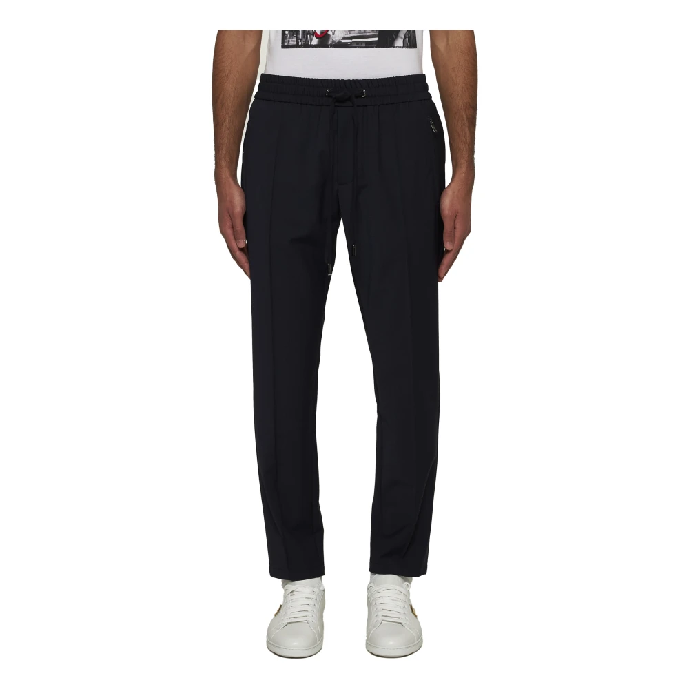 Dolce & Gabbana Blauwe elastische broek met ritssluiting zakken Blue Heren