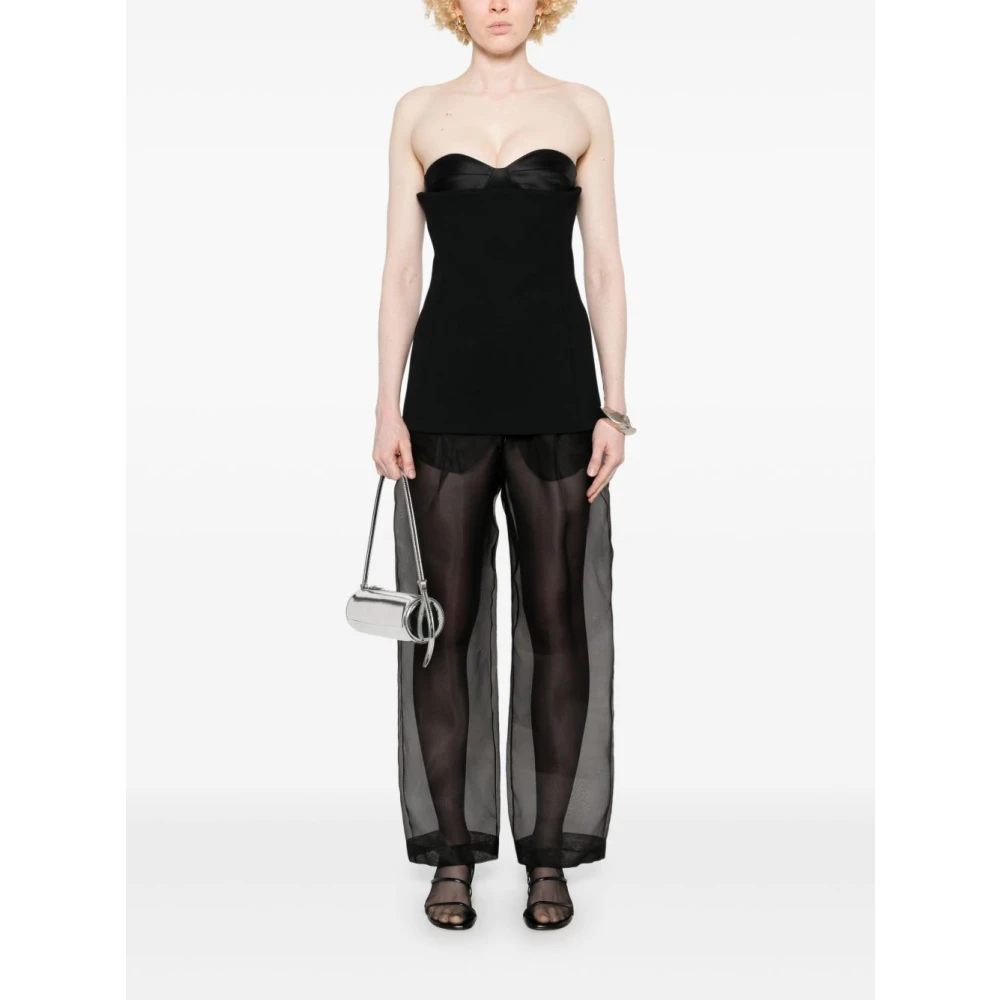 Khaite Strapless Sweetheart Neck Layered Top Black Dames