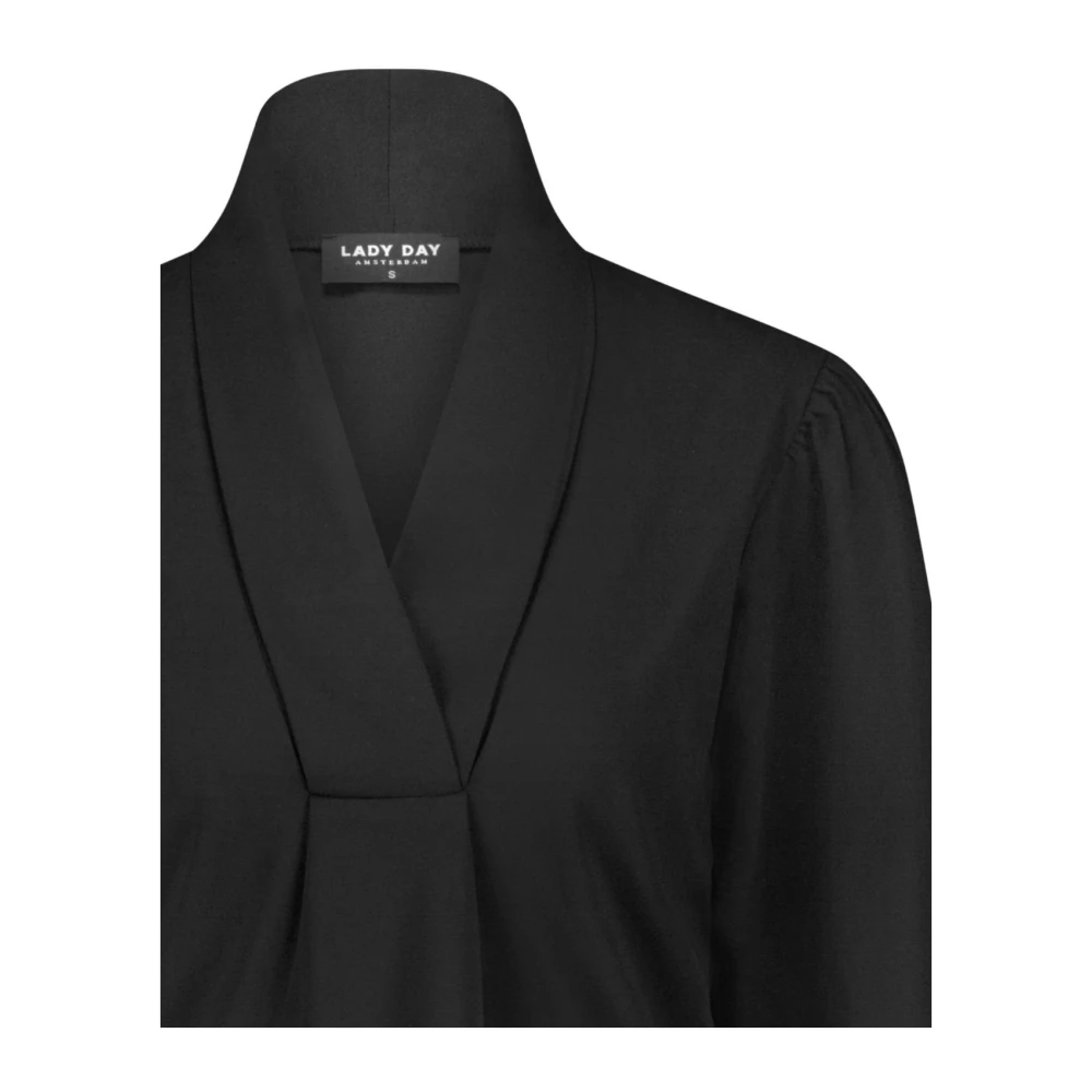 Lady Day Naomi V-hals Blouse Pofmouw Black Dames