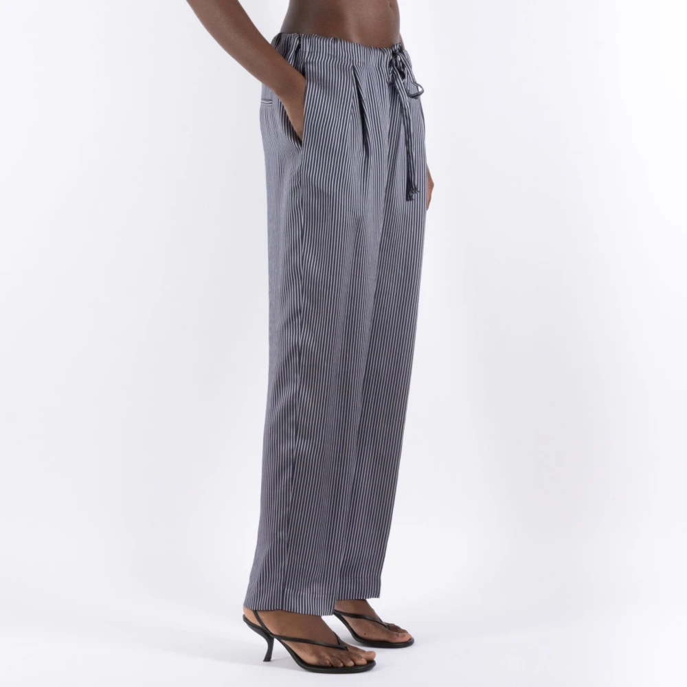 Khaite Navy Wit Gestreepte Broek Blue Dames