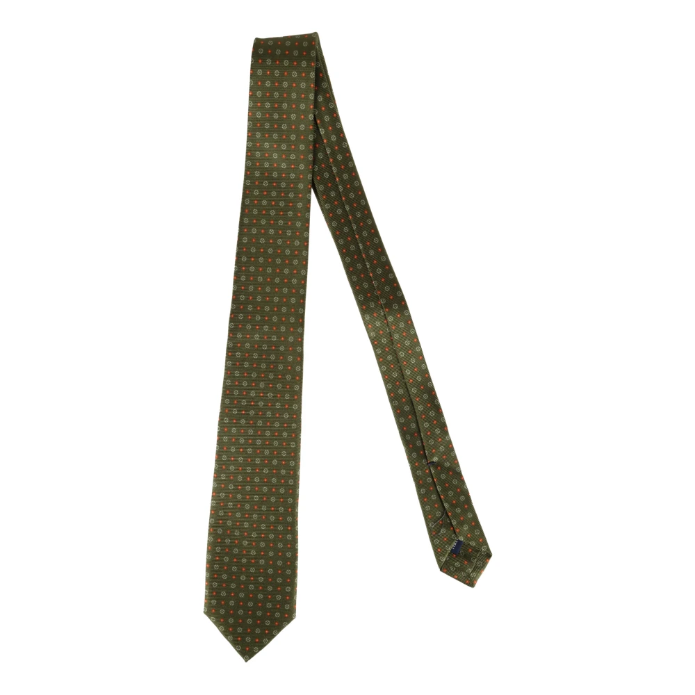 Errico Formicola Gestreepte Groene Zijden Stropdas Green Heren