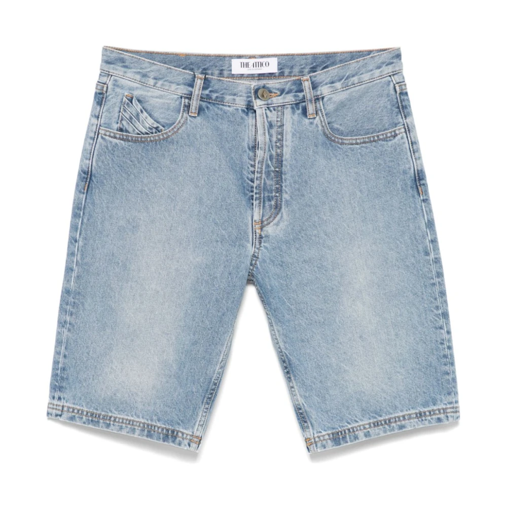 The Attico Heldere Blauwe Shorts met Geborduurd Logo Blue Dames