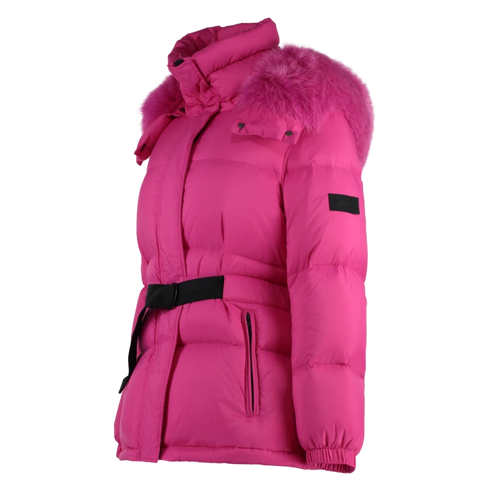 Yves Salomon Bontkraag Hooded Donsjas Pink Dames